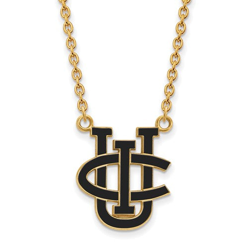 University of California-Irvine Sterling Silver Gold Plated Large Enameled Pendant Necklace