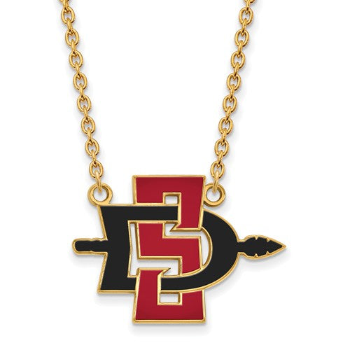 SDSU Sterling Silver Gold Plated Large Pendant Necklace