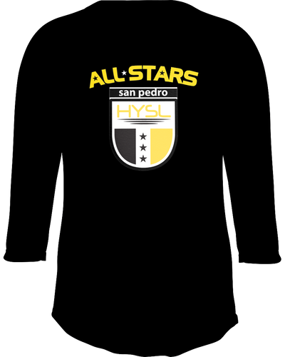 HYSL All-Stars by I KICK™ Black 3/4 Sleeve Baseball Tee