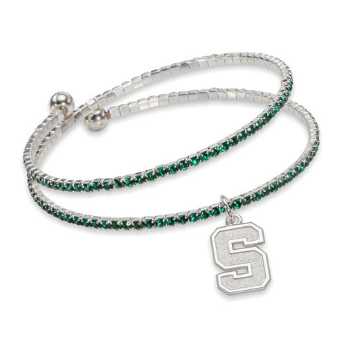 Michigan State University Amped Logo Crystal Bracelet