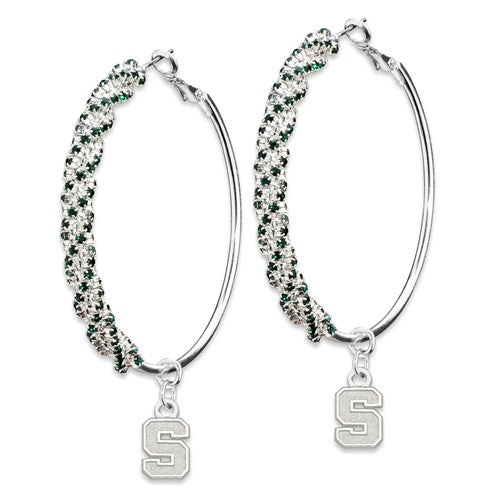 Michigan State University Amped Logo Crystal Earrings