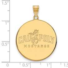 California Polytechnic State University Sterling Silver Gold Plated Extra Large Disc Pendant