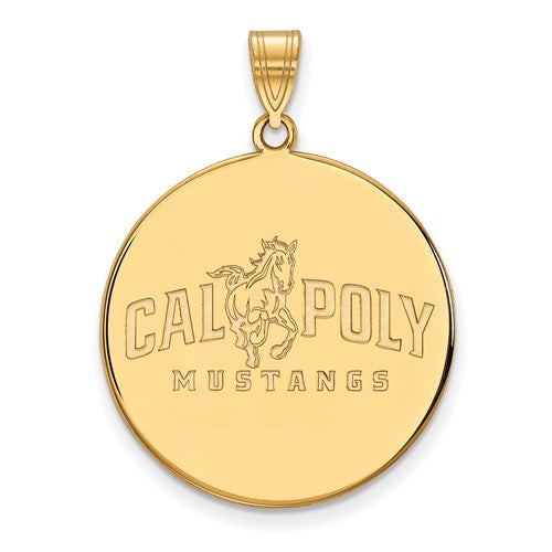 California Polytechnic State University Sterling Silver Gold Plated Extra Large Disc Pendant