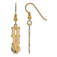 Pi Beta Phi Sorority Sterling Silver Gold Plated Dangle Small Earrings