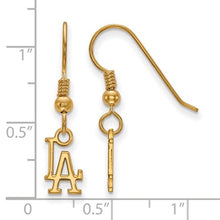 Los Angeles Dodgers Sterling Silver Gold Plated Extra Small Dangle Earrings