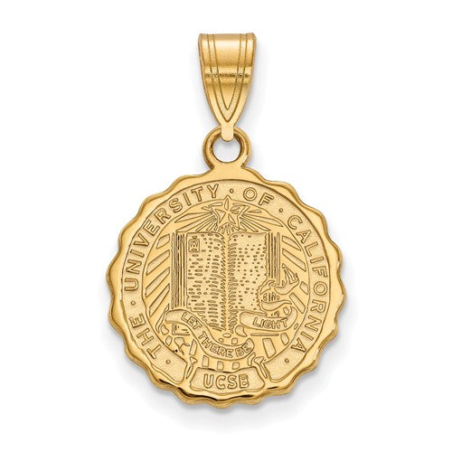 University of California Santa Barbara Sterling Silver Gold Plated Medium Crest Pendant