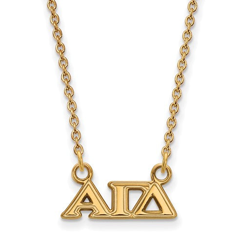 Alpha Gamma Delta Sorority Sterling Silver Gold Plated Extra Small Pendant Necklace