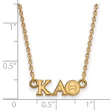 Kappa Alpha Theta Sorority Sterling Silver Gold Plated Extra Small Pendant Necklace