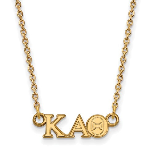 Kappa Alpha Theta Sorority Sterling Silver Gold Plated Extra Small Pendant Necklace