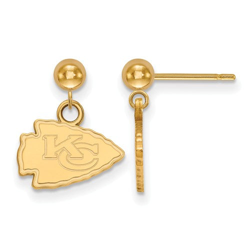 Kansas City Chiefs Gold Plated Dangle Ball Earrings