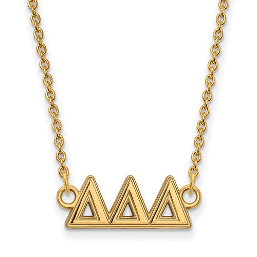 Delta Delta Delta Sorority Sterling Silver Gold Plated Medium Pendant Necklace