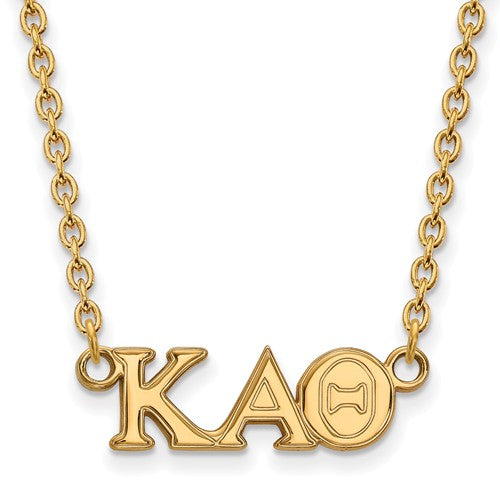 Kappa Alpha Theta Sorority Sterling Silver Gold Plated Medium Pendant Necklace