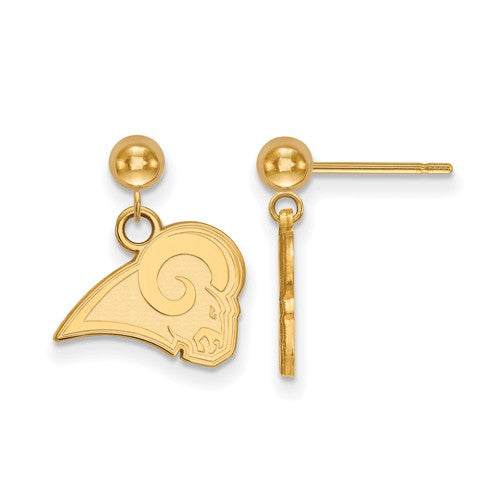 Los Angeles Rams Gold Plated Dangle Ball Earrings