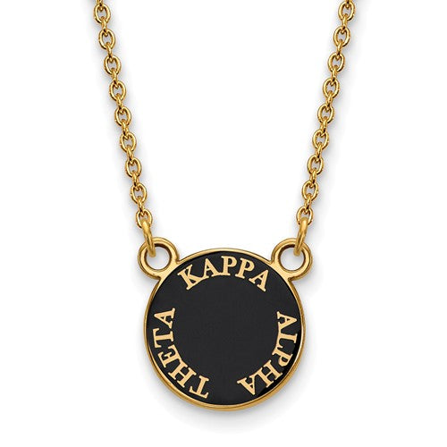 Kappa Alpha Theta Sorority Sterling Silver Gold Plated Extra Small Enameled Pendant Necklace