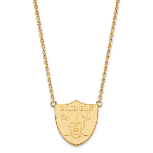 Oakland Raiders 10k Yellow Gold Large Pendant with Necklace