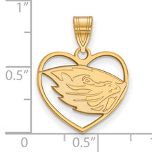 Oregon State University Sterling Silver Gold Plated Heart Pendant
