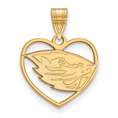 Oregon State University Sterling Silver Gold Plated Heart Pendant