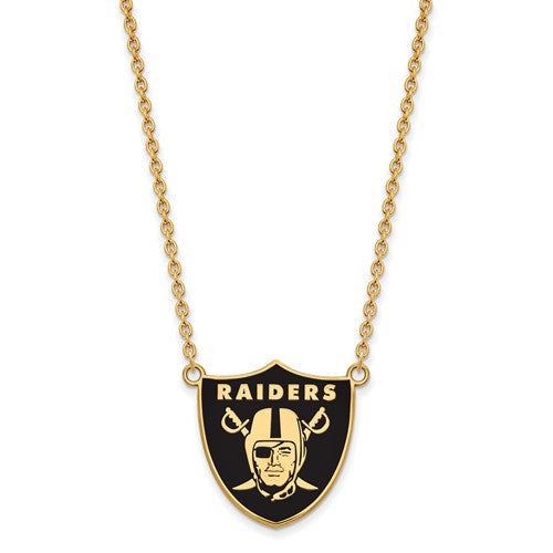 Oakland Raiders Gold Plated Large Pendant with Necklace