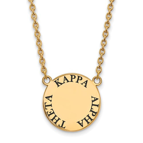 Kappa Alpha Theta Sorority Sterling Silver Gold Plated Small Enameled Pendant Necklace