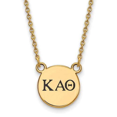 Kappa Alpha Theta Sorority Sterling Silver Gold Plated Extra Small Enameled Pendant Necklace