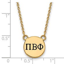 Pi Beta Phi Sorority Sterling Silver Gold Plated Extra Small Enameled Pendant Necklace