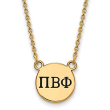 Pi Beta Phi Sorority Sterling Silver Gold Plated Extra Small Enameled Pendant Necklace