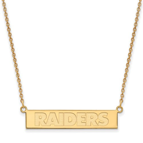 Oakland Raiders 14k Yellow Gold Small Bar Necklace