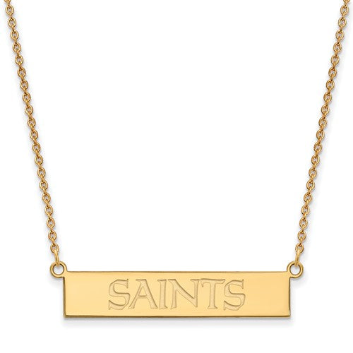 New Orleans Saints Gold Plated Small Bar Necklace