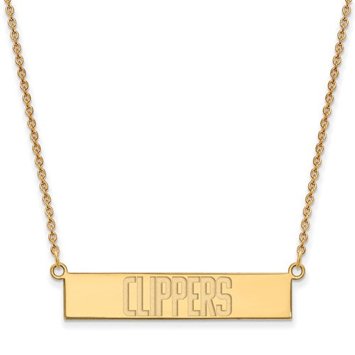 Los Angeles Clippers Gold Plated Sterling Silver Small Bar Necklace