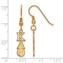 Kappa Alpha Theta Sorority Sterling Silver Gold Plated Small Dangle Earrings