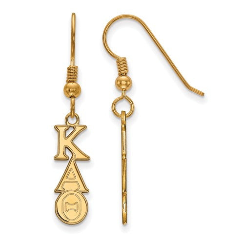 Kappa Alpha Theta Sorority Sterling Silver Gold Plated Small Dangle Earrings