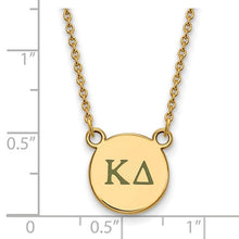 Kappa Delta Sorority Sterling Silver Gold Plated Extra Small Enameled Pendant Necklace