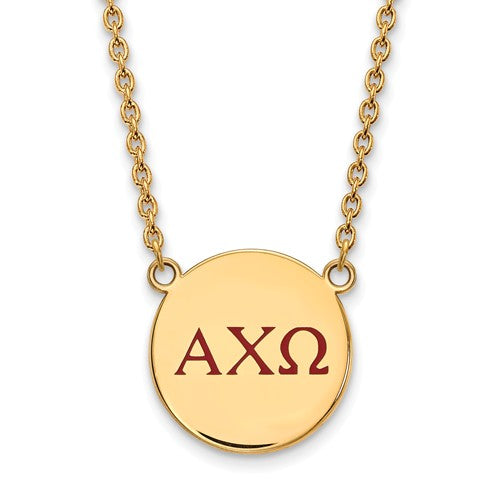 Alpha Chi Omega Sorority Sterling Silver Gold Plated Small Pendant Necklace