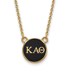 Kappa Alpha Theta Sorority Sterling Silver Gold Plated Extra Small Enameled Pendant Necklace