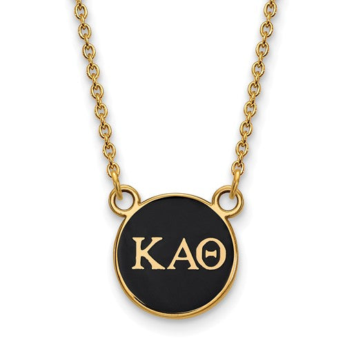 Kappa Alpha Theta Sorority Sterling Silver Gold Plated Extra Small Enameled Pendant Necklace