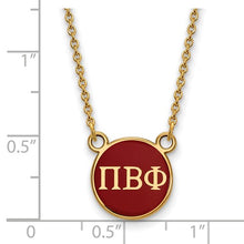 Pi Beta Phi Sorority Sterling Silver Gold Plated Extra Small Enameled Pendant Necklace