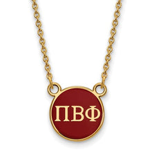 Pi Beta Phi Sorority Sterling Silver Gold Plated Extra Small Enameled Pendant Necklace