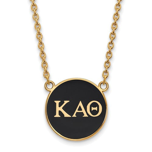 Kappa Alpha Theta Sorority Sterling Silver Gold Plated Small Enameled Pendant Necklace