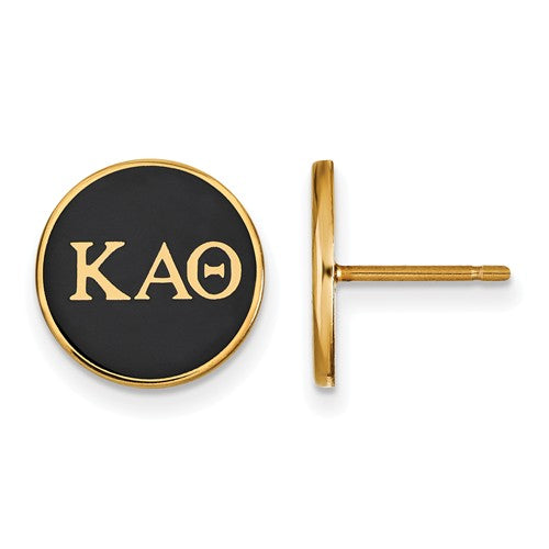 Kappa Alpha Theta Sorority Sterling Silver Gold Plated Enameled Post Earrings