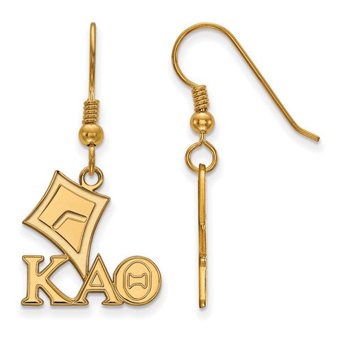 Kappa Alpha Theta Sorority Sterling Silver Gold Plated Medium Dangle Earrings