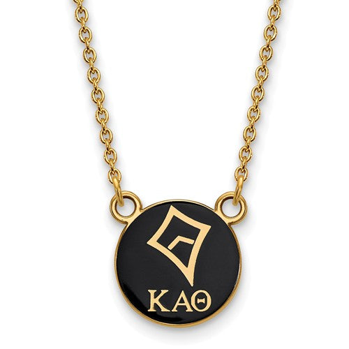 Kappa Alpha Theta Sorority Sterling Silver Gold Plated Extra Small Enameled Pendant Necklace