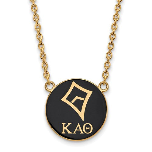 Kappa Alpha Theta Sorority Sterling Silver Gold Plated Small Enameled Pendant Necklace