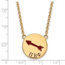 Pi Beta Phi Sorority Sterling Silver Gold Plated Small Enameled Pendant Necklace