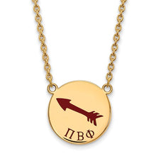 Pi Beta Phi Sorority Sterling Silver Gold Plated Small Enameled Pendant Necklace