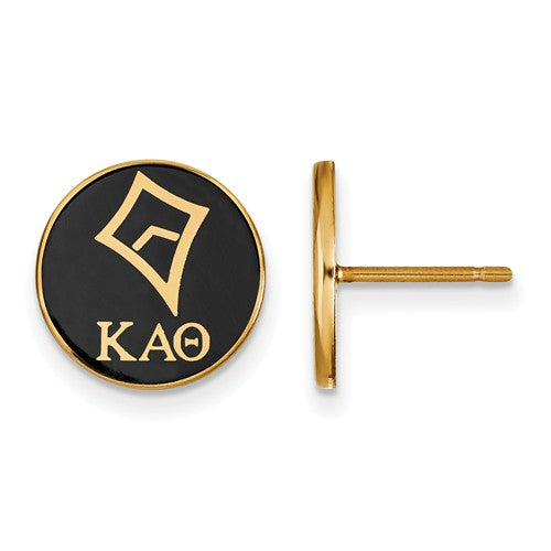 Kappa Alpha Theta Sorority Sterling Silver Gold Plated Enameled Post Earrings