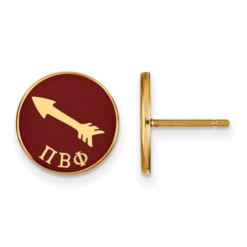 Pi Beta Phi Sorority Sterling Silver Gold Plated Enameled Post Earrings