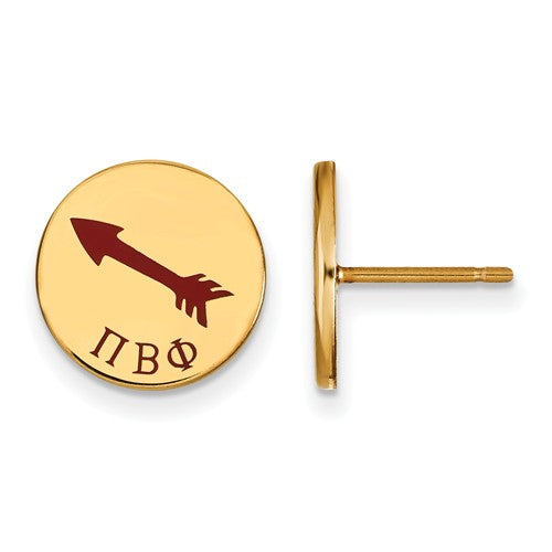 Pi Beta Phi Sorority Sterling Silver Gold Plated Enameled Post Earrings