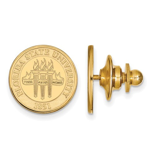 Florida State University Sterling Silver Gold Plated Crest Lapel Pin