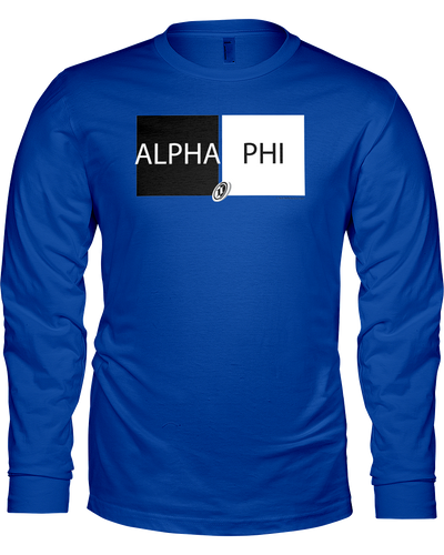 Family Famous Alpha Phi Dubblock BW Long Sleeve Tee