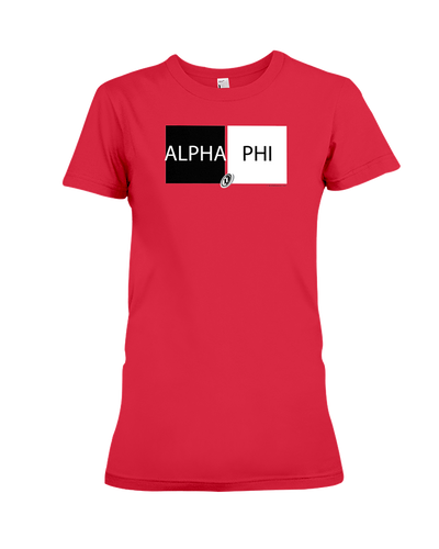 Family Famous Alpha Phi Dubblock BW Ladies Tee